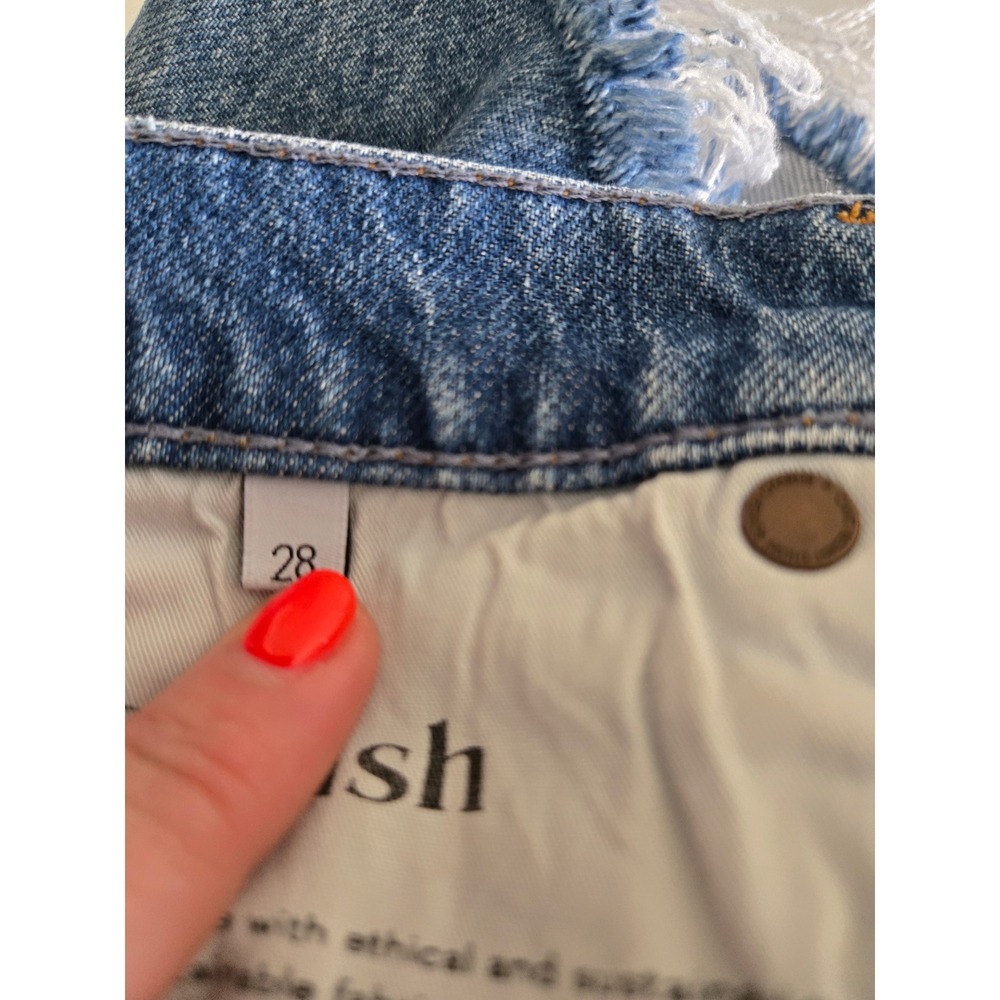 Boyish The Cody High-Rise Cut Off Distressed Denim Shorts Top Five Wash Size 28 - Picture 7 of 13